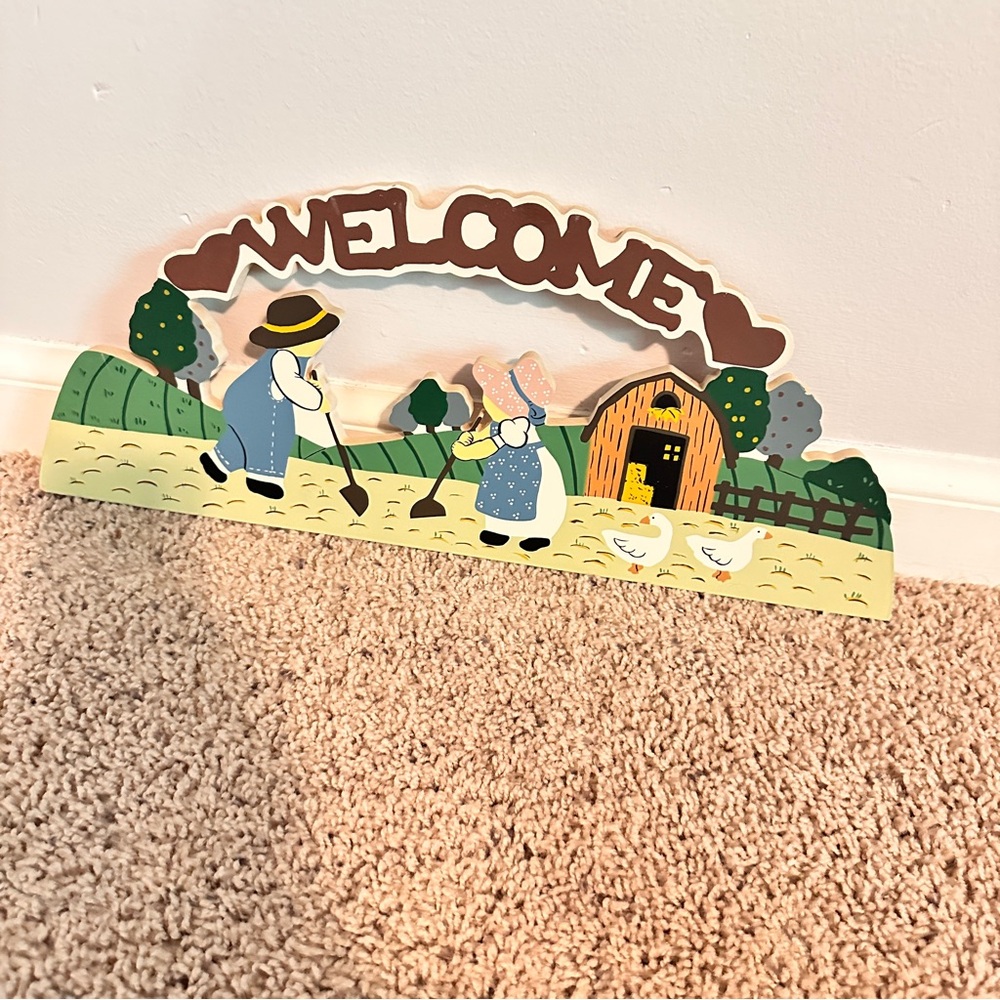 Vintage 80s Farmhouse Welcome Sign